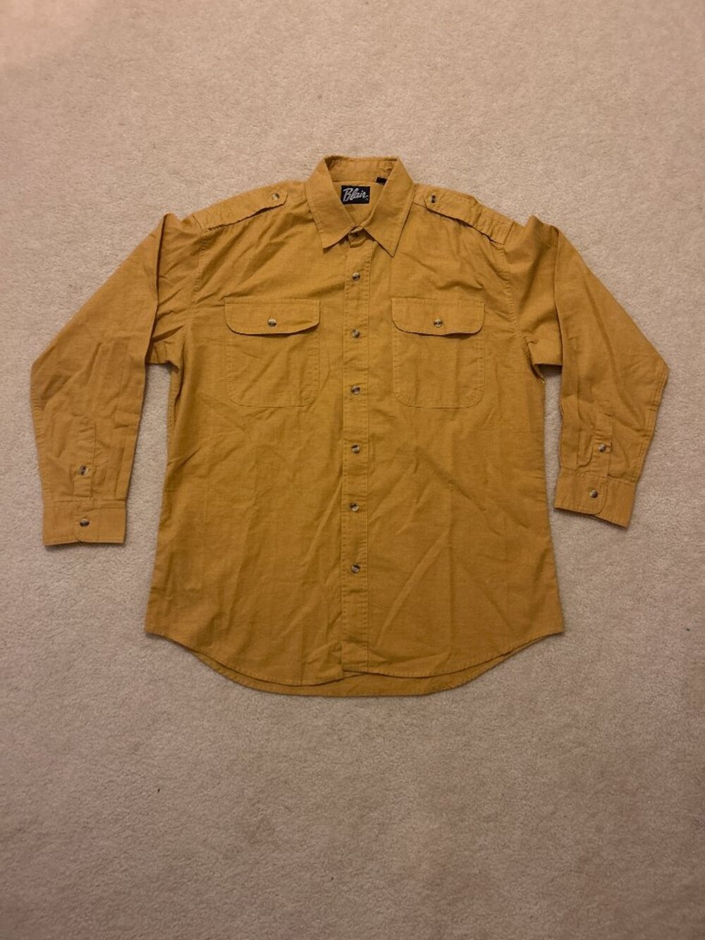 Blair Men's Button-Up Long-Sleeve Shirt, Size L, Dark Yellow